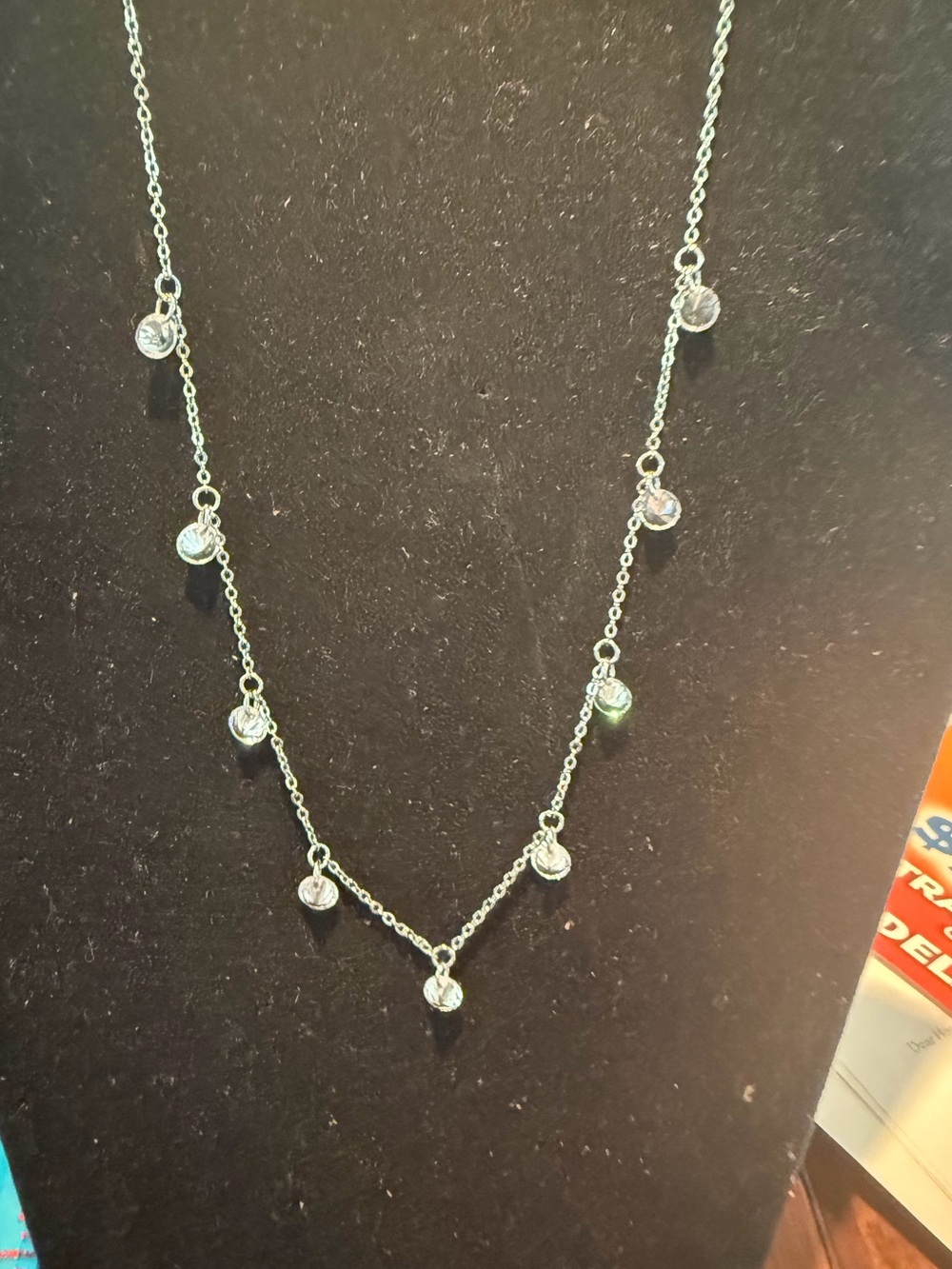 INC International Concepts Silver Necklace with Clear crystal Stone Stations